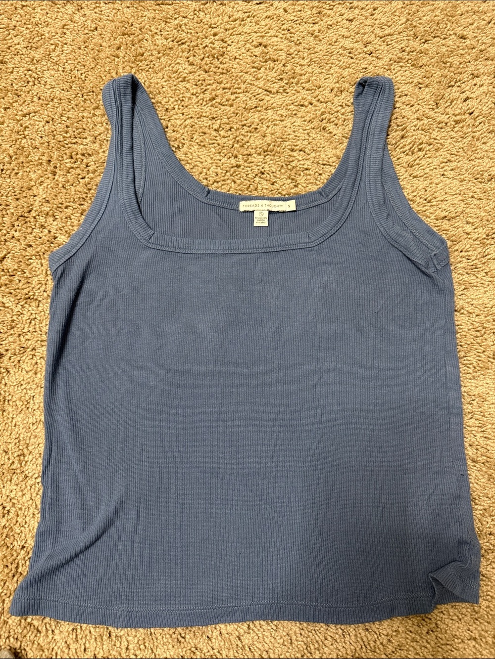 Threads 4 Thought Ribbed Square-Neck Tank - Slate Blue